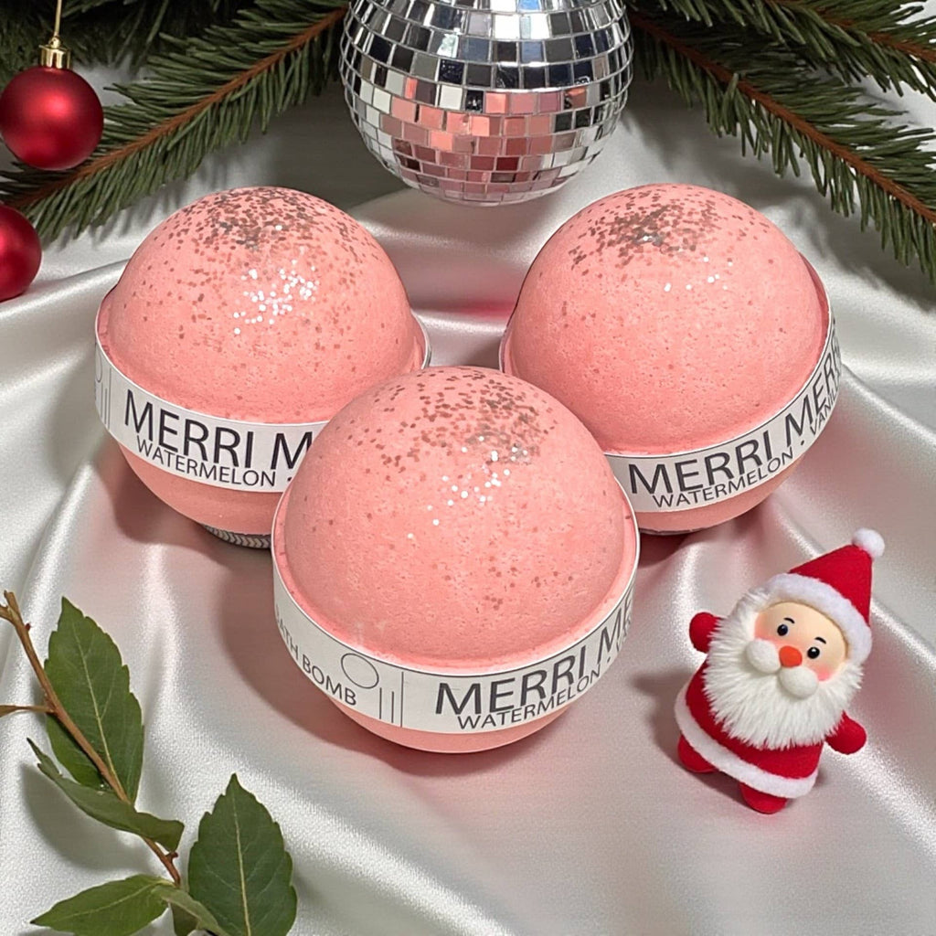 Marry Christmas Watermelon Vanilla Large Bath Bomb - 8oz Pure Drop