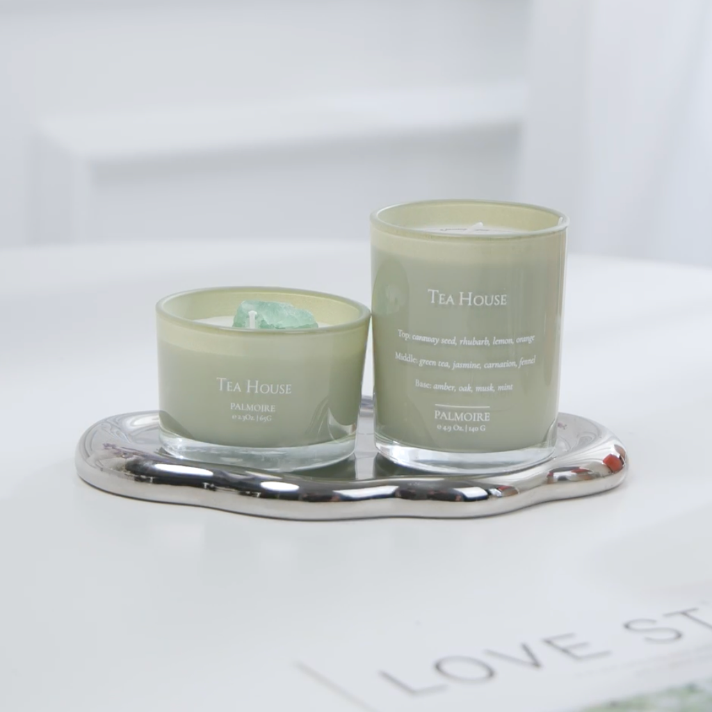 Tea House Soy Wax Candle Set (4.9 Oz / 2.3 Oz) Palmoire Home Fragrance