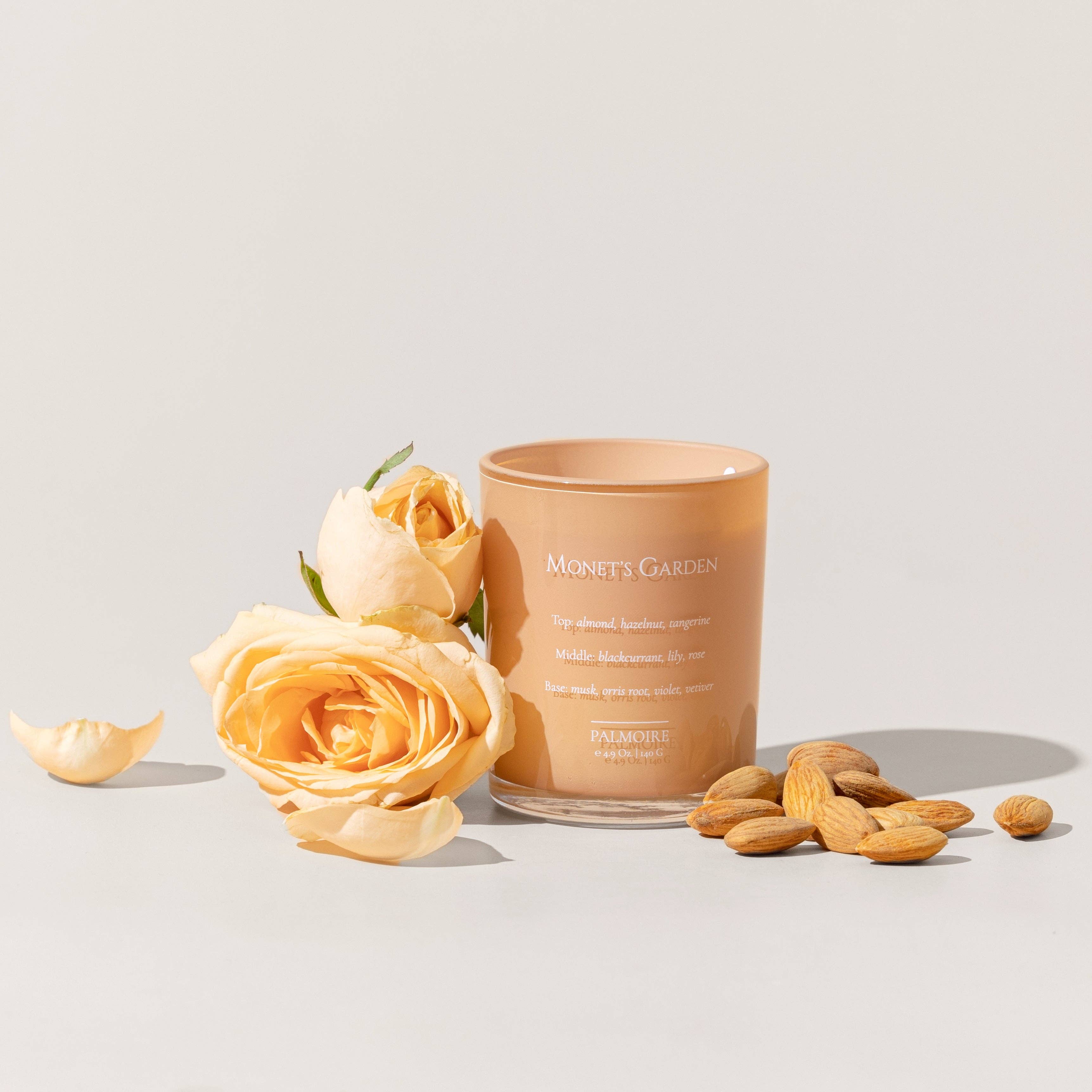 Monet's Garden Soy Wax Candle [rose/lily/almond]: Mini 2.3 oz/ 65 g Palmoire Home Fragrance