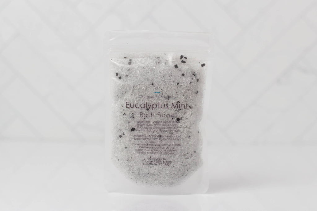 Bath Salt Pouches: Eucalyptus & Spearmint Charmed Handmade