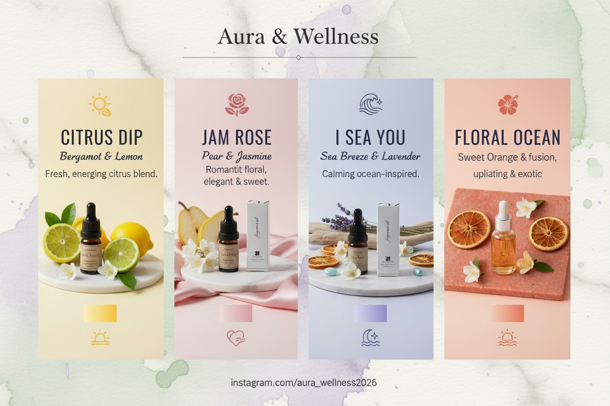 Aura & Wellness Fragrance Comparison with Background