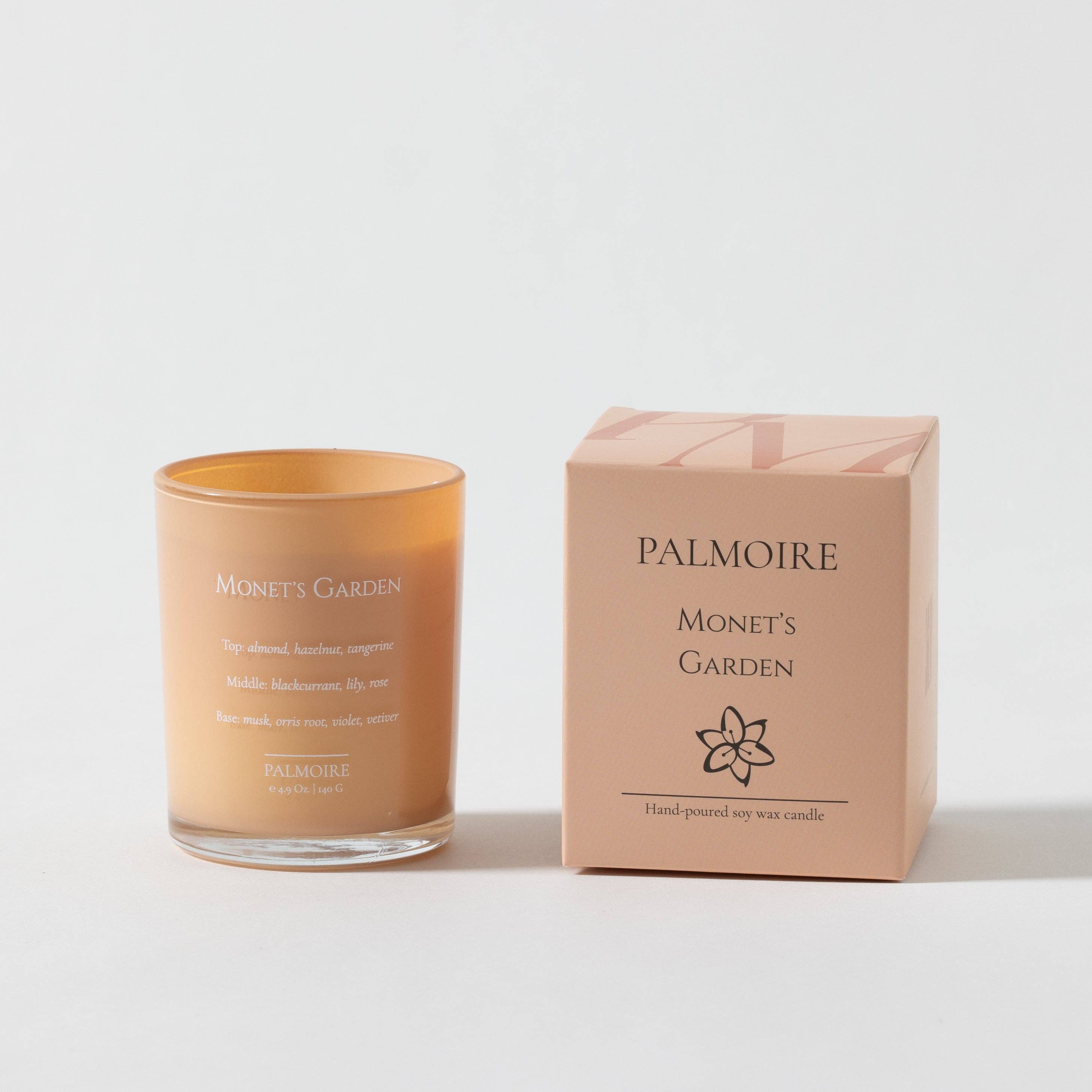 Monet's Garden Soy Wax Candle [rose/lily/almond]: Mini 2.3 oz/ 65 g Palmoire Home Fragrance