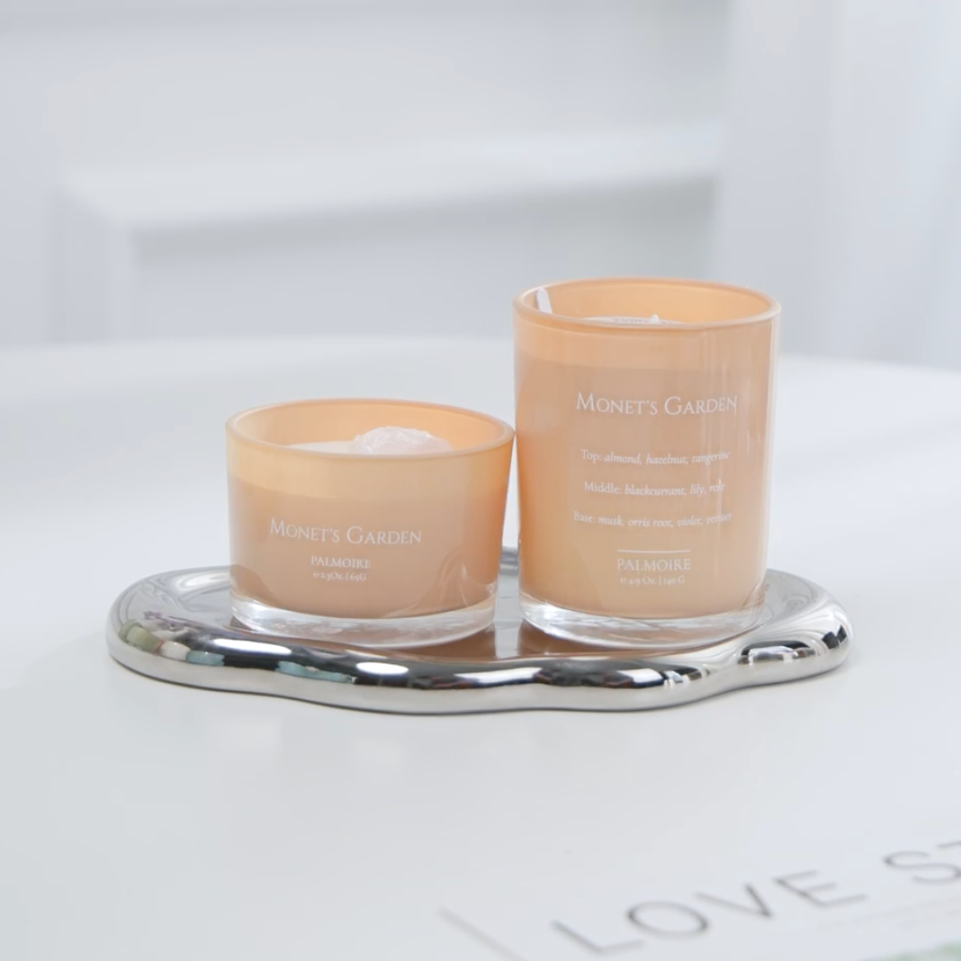 Monet's Garden Soy Wax Candle Set (4.9 Oz / 2.3 Oz) Palmoire Home Fragrance