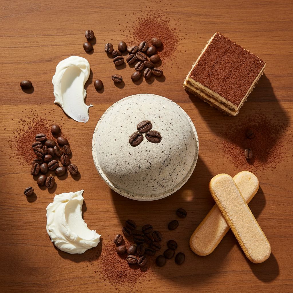 Flat Lay – Cappuccino & Tiramisu Bath Bomb
