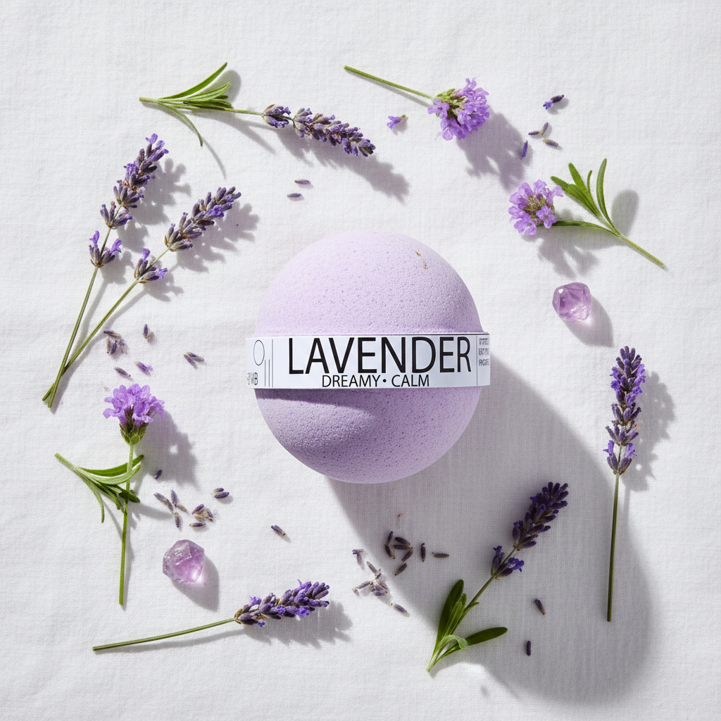 Flat Lay – Dreamy Calm Lavender Bath Bomb