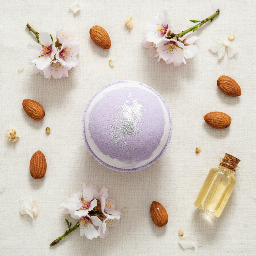 Flat Lay – Luxury Sweet Almond Bath Bomb