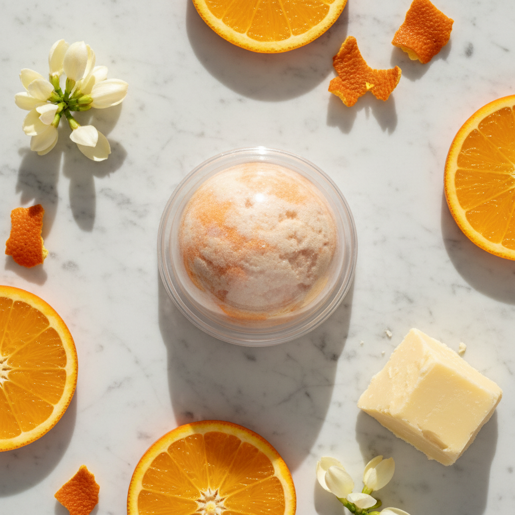 Flat Lay – Orange Cream Bath Truffle