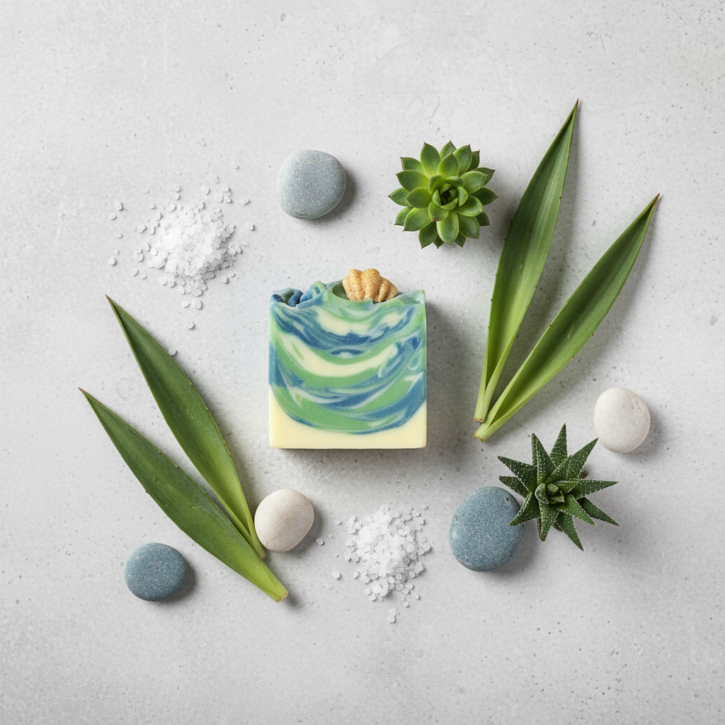 Flat Lay – Sea Salt Agave Luxury Soap