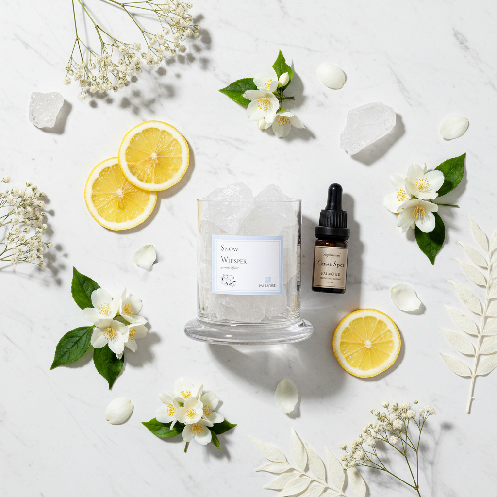 Flat Lay – Snow Whisper Gemstone Diffuser