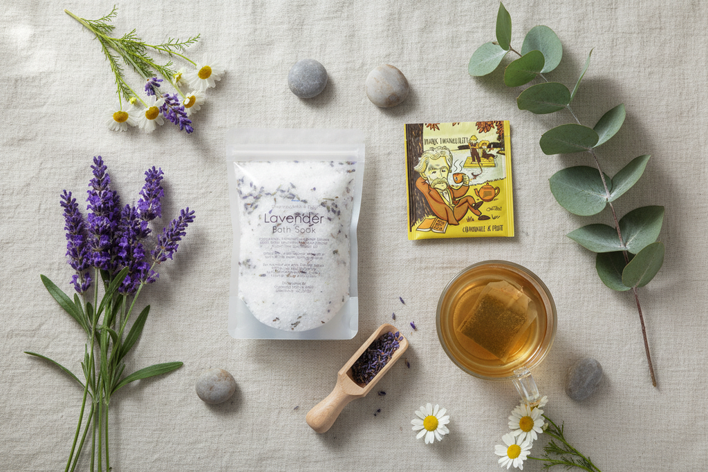 Mark Twainquility Tea + Lavender Bath Salts Bundle Aura & Wellness