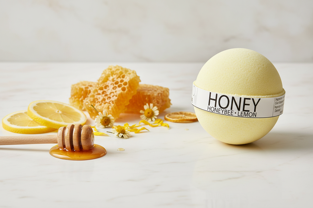 Ingredient Shot – Honeybee Lemon Bath Bomb
