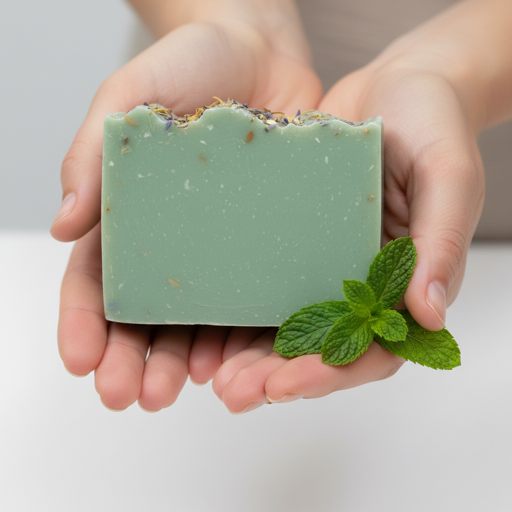 Mint Mashup Soap In Hand
