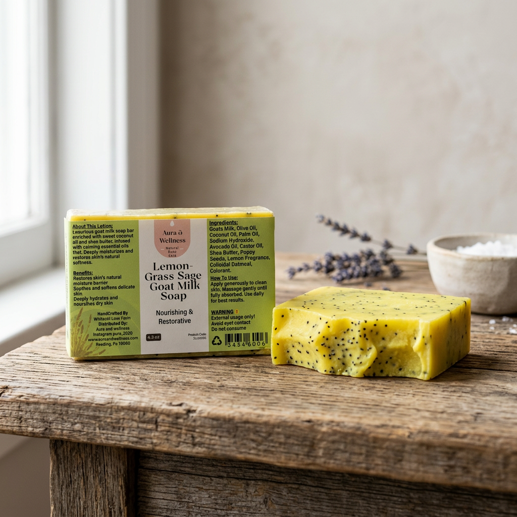 Lemongrass Sage Goat Milk Soap Aura & Wellness