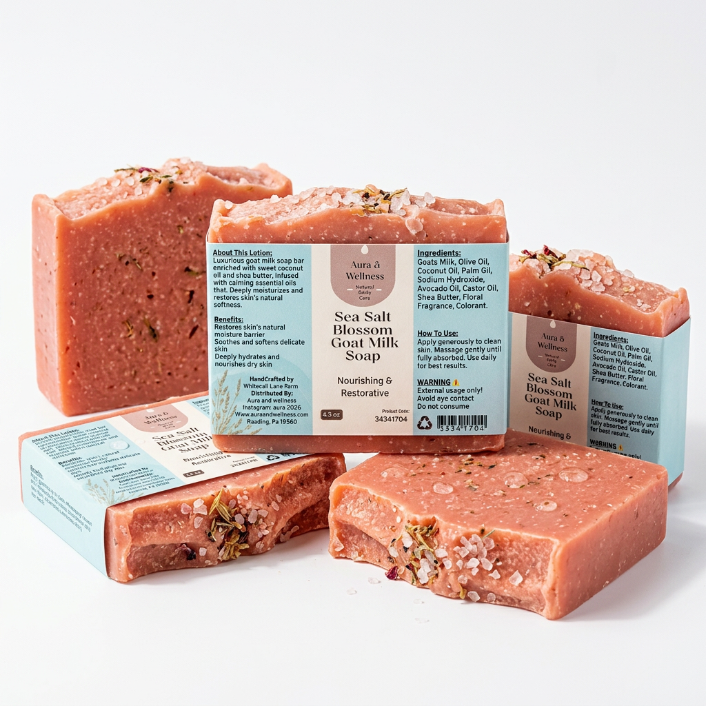 Sea Salt Blossom Goat Milk Soap Aura & Wellness