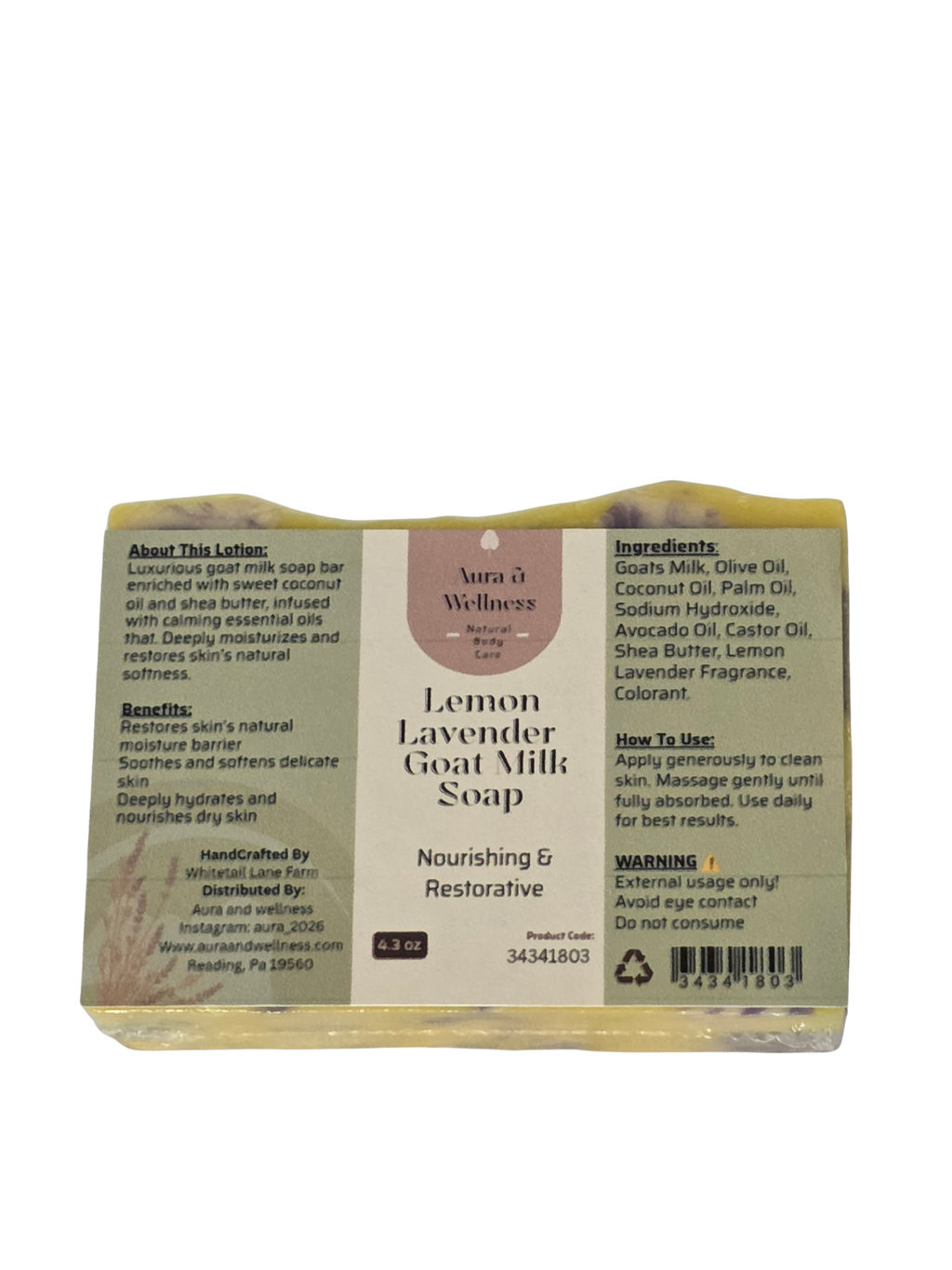 Lemon Lavender Goat Milk Soap Aura & Wellness