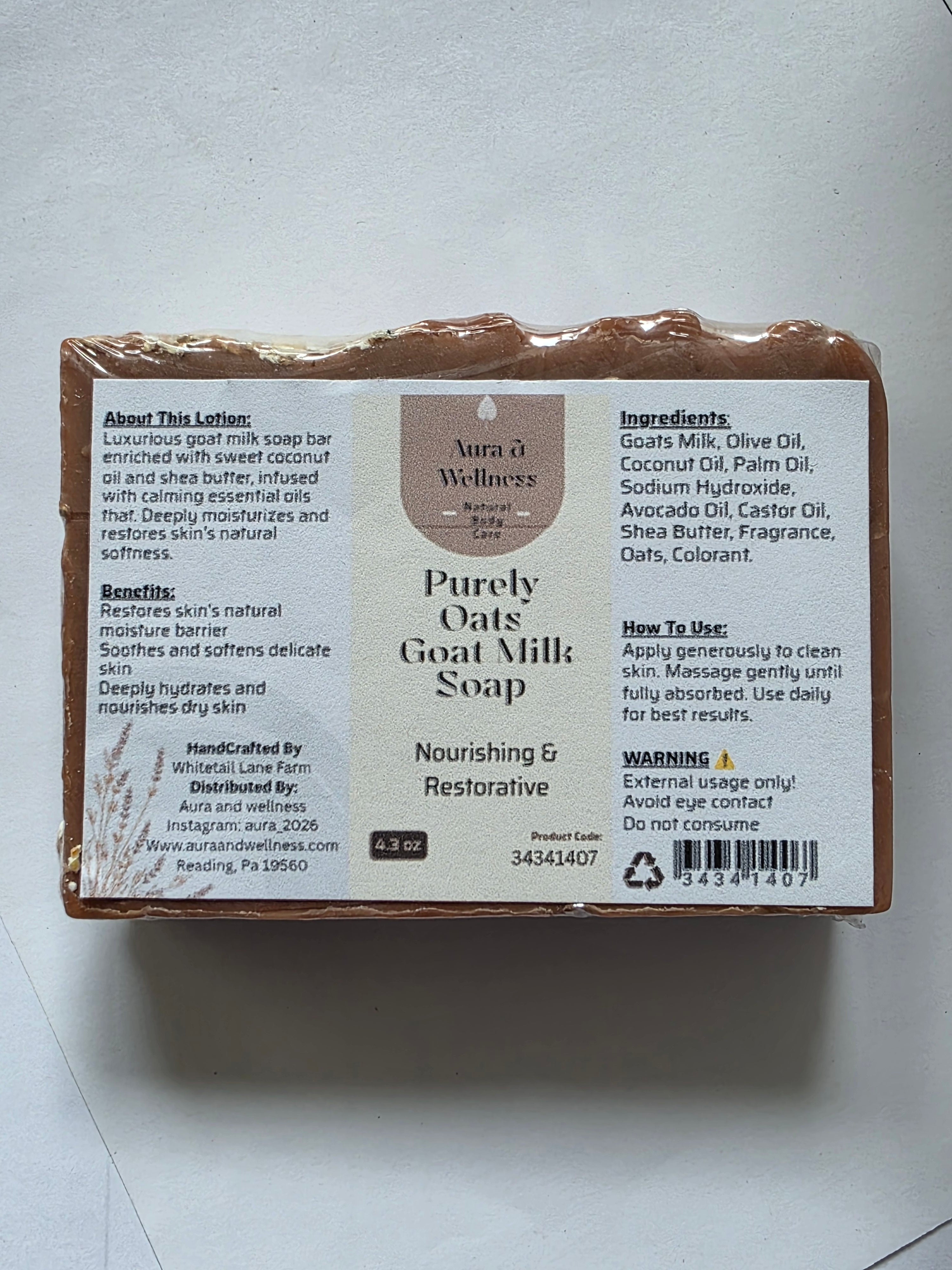 Purely Oats Goat Milk Soap Aura & Wellness
