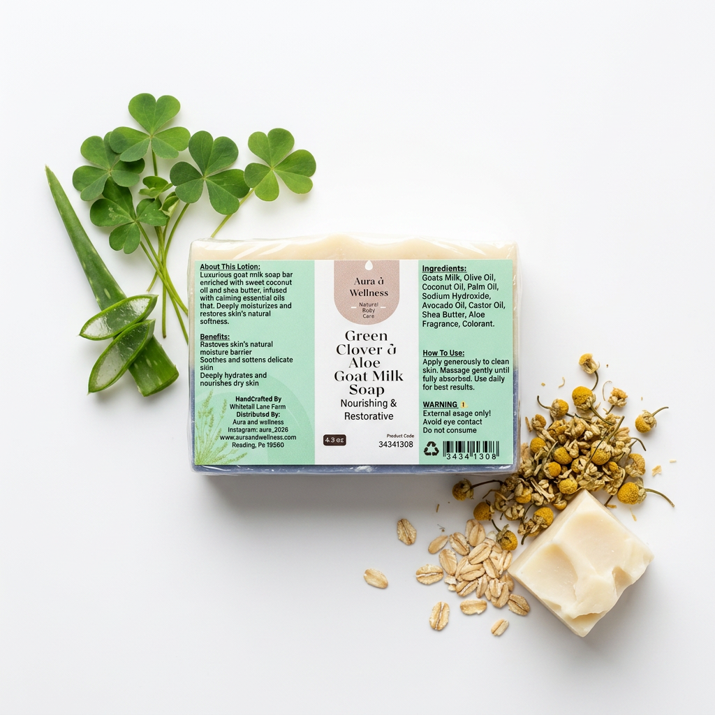 Green Clover & Aloe Goat Milk Soap Aura & Wellness