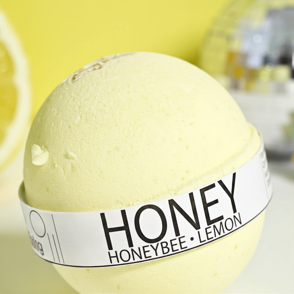 Texture Close-Up – Honeybee Lemon Bath Bomb