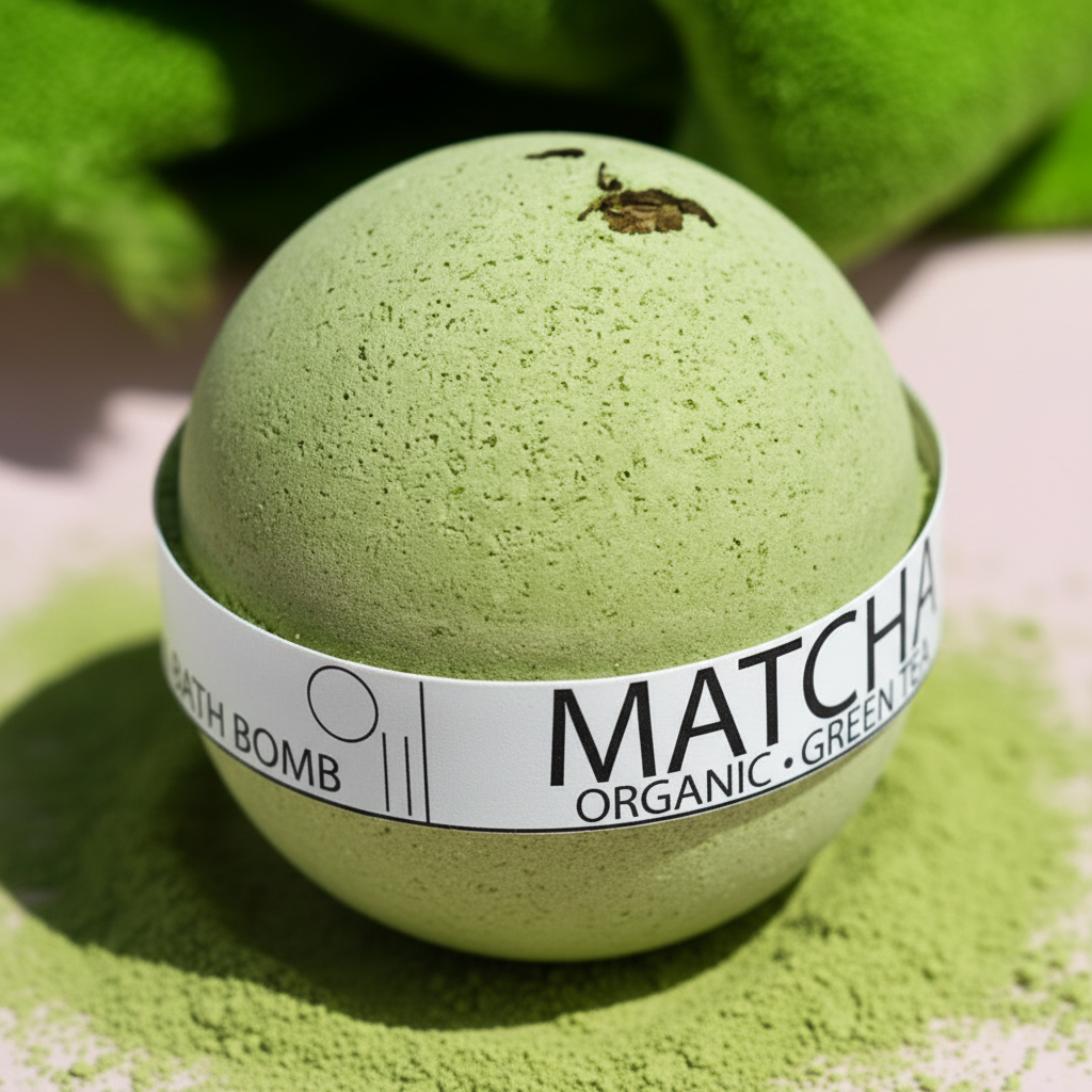 Texture Close-Up – Matcha Green Tea Bath Bomb